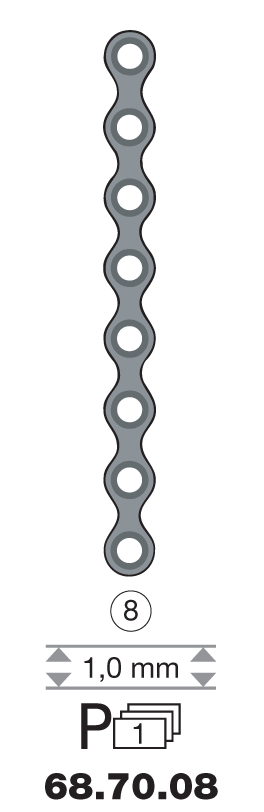 Plaque en titane I-Form / 8 trous long. 4,5 cm-0
