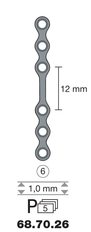 Plaque en titane I-Form / 6 trous long. 3,8 cm-0