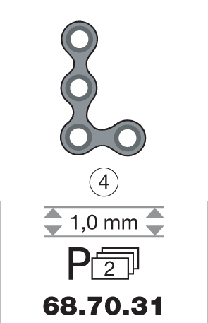 Plaque en titane L-Form 90° / 4 trous long. 1,6 cm-0