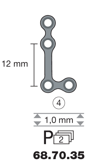 Plaque titane L-Form 90° / 4 trous long. 2,2 cm-0
