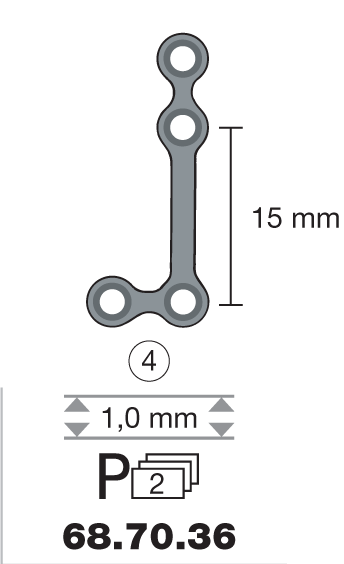 Plaque en titane L-Form 90° / 4 trous long. 2,5 cm-0