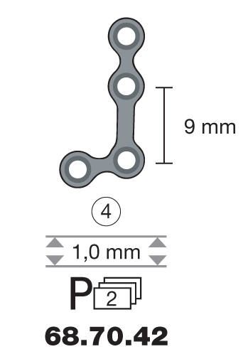 Plaque en titane L-Form 100° / 4 trous long. 2 cm-0