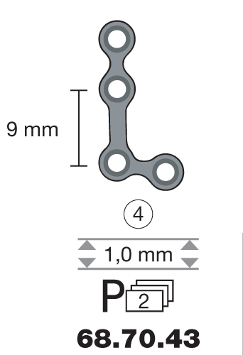Plaque en titane L-Form 100° / 4 trous long. 2 cm-0