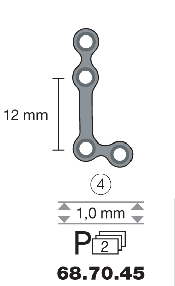 Plaque en titane L-Form 100° / 4 trous long. 2,2 cm-0 Plaque en titane L-Form 100° / 4 trous long. 2,2 cm-0