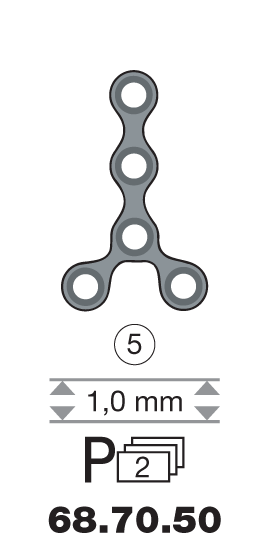 Plaque en titane Y-Form / 5 trous long. 2 cm-0