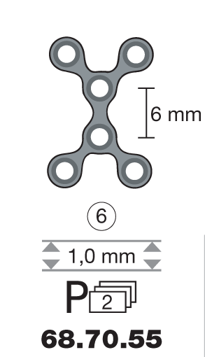 Plaque en titane 2Y-Form / 6 trous long. 2,2 cm-0