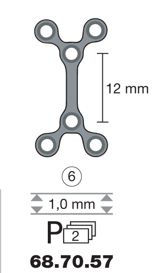 Plaque en titane 2Y-Form / 6 trous long. 2,8 cm-0