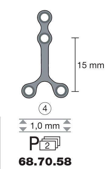 Plaque en titane Y-Form / 4 trous long. 2,5 cm-0