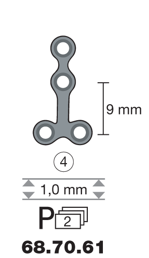 Plaque en titane T-Form / 4 trous long. 1,8 cm-0