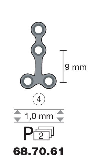 Plaque en titane T-Form / 4 trous long. 1,8 cm-0 Plaque en titane T-Form / 4 trous long. 1,8 cm-0