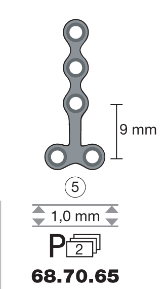 Plaque en titane T-Form / 5 trous long. 2,5 cm-0