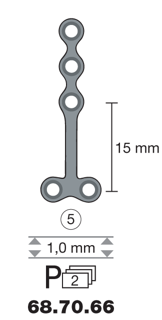 Plaque en titane T-Form / 5 trous long. 3,2 cm-0