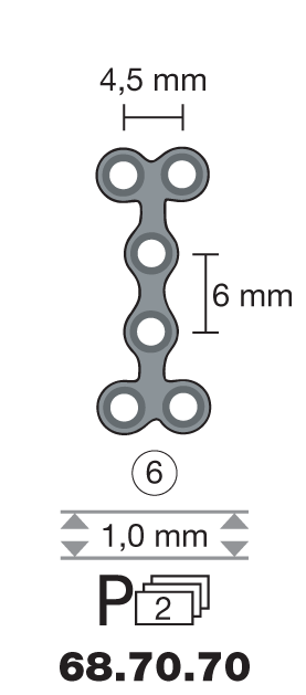 Plaque en titane 2T-Form / 6 trous long. 2,3 cm-0