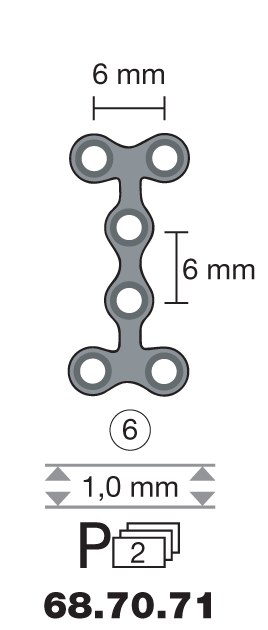 Plaque en titane 2T-Form / 6 trous long. 2,3 cm-0