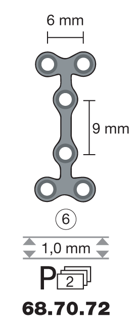 Plaque en titane 2T-Form / 6 trous long. 2,5 cm-0