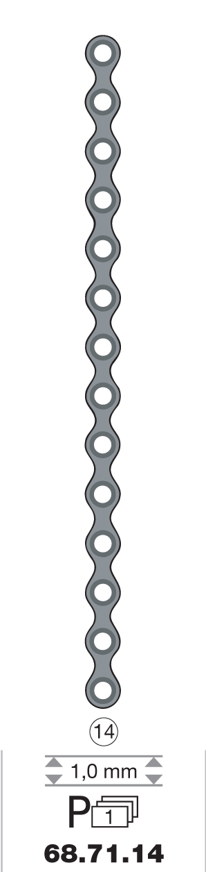 Plaque en titane I-Form / 14 trous long. 8 cm-0