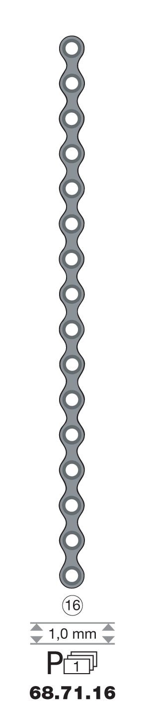 Plaque en titane I-Form / 16 trous long. 9,1 cm-0