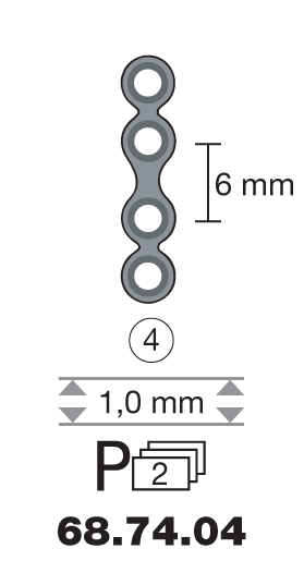 Plaque en titane I-Form / 4 trous long. 2 cm-0