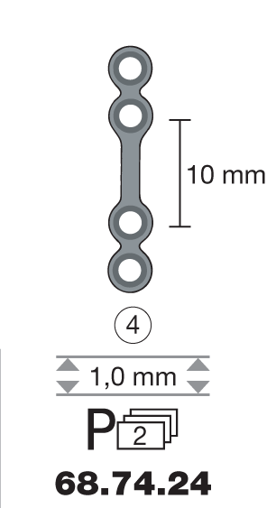 Plaque en titane I-Form / 4 trous long. 2,3 cm-0