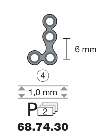 Plaque en titane L-Form 90° / 4 trous long. 1,3 cm-0