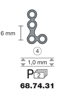 vignette du produit Plaque en titane L-Form 90° / 4 trous long. 1,3 cm