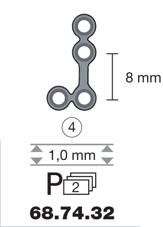 Plaque en titane L-Form 90° / 4 trous long. 1,6 cm-0 Plaque en titane L-Form 90° / 4 trous long. 1,6 cm-0