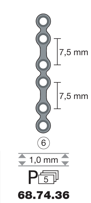 Plaque en titane I-Form / 6 trous long. 3,5 cm-0