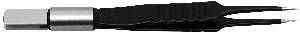 Pince bipolaire corps plat long. 10,5 cm - diam. 1 mm bout mousse