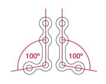 Plaque en titane L-Form 100° / 4 trous long. 2 cm-14637