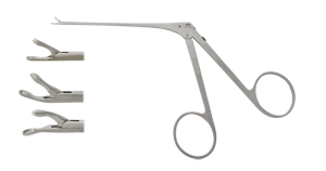 Micro pince mors curette courbe à gauche long. 1 mm-0