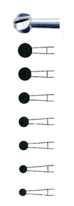 Fraise chirurgicale queue lisse ronde 6 pans diam. 2,3 mm